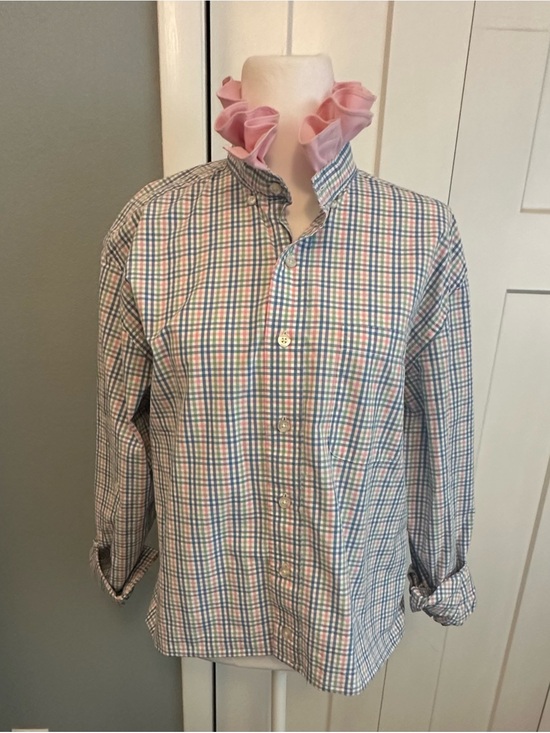 Vineyard Vines Tops - Women - Upcycled (reworked) men’s shirt with ruffled collar